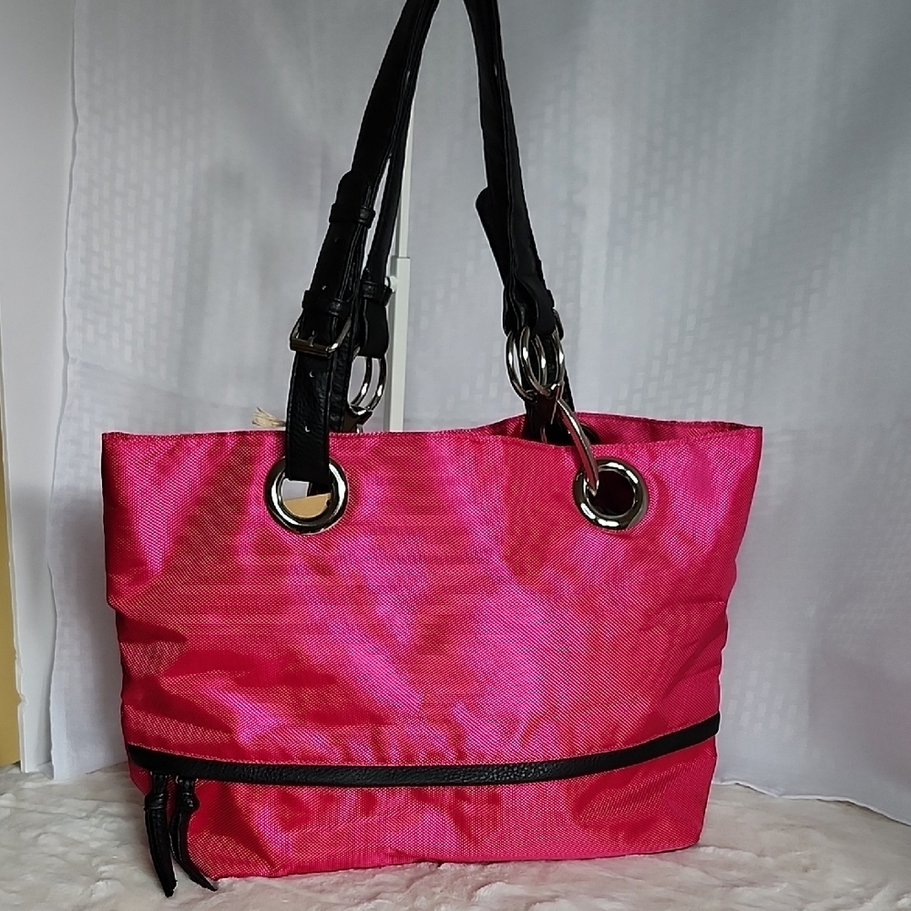Braciano Pink Black Nylon Tote